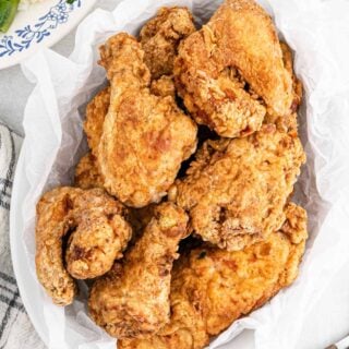 big mama's fried chicken on a white platter
