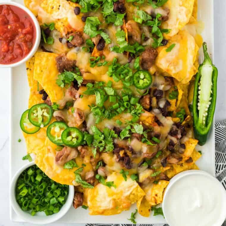 Sheet Pan Steak Nachos - Grandbaby Cakes