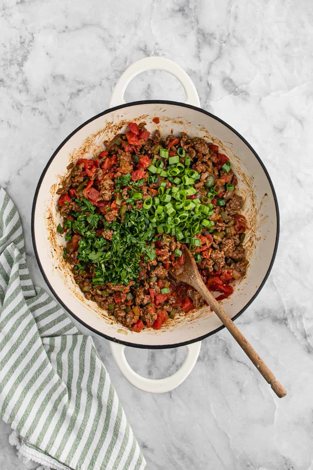 chopped cilantro added to the dish.