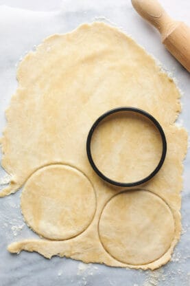 Pie dough rolled out and cut into rounds