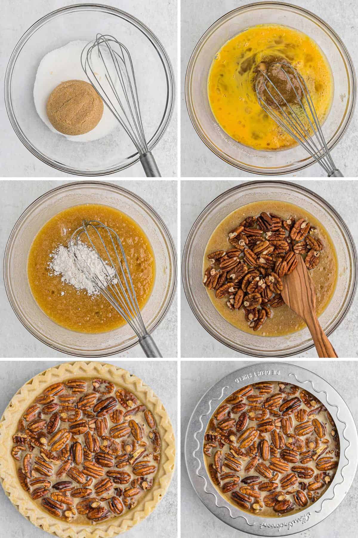 How to make a pecan pie 6 image step by step collage