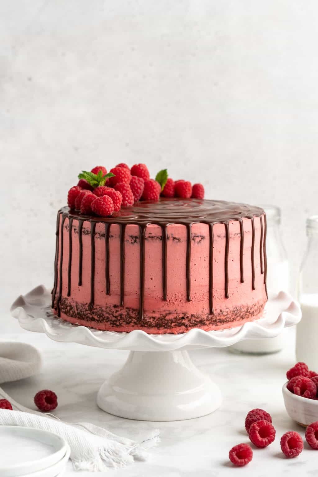 Chocolate Raspberry Cake {Raspberry Buttercream} - Grandbaby Cakes