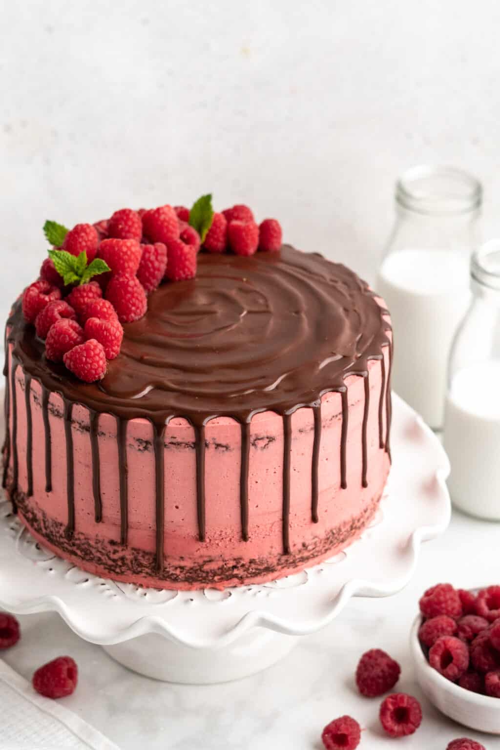 Chocolate Raspberry Cake {Raspberry Buttercream} - Grandbaby Cakes