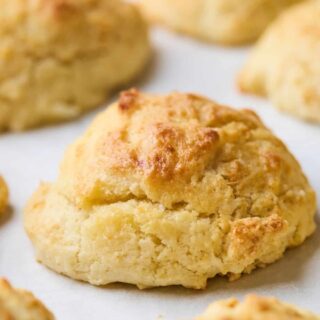 Close up of freshly baked drop biscuits