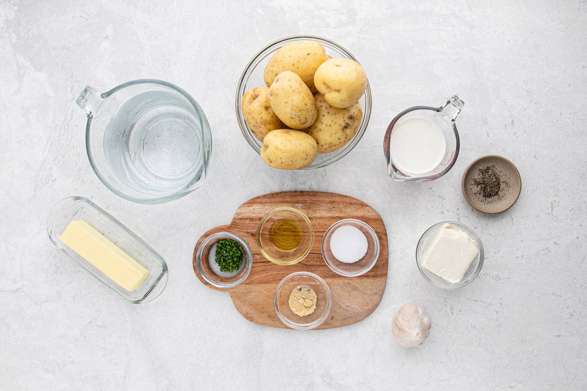 Ingredients to make the Cream Cheese Mashed Potatoes