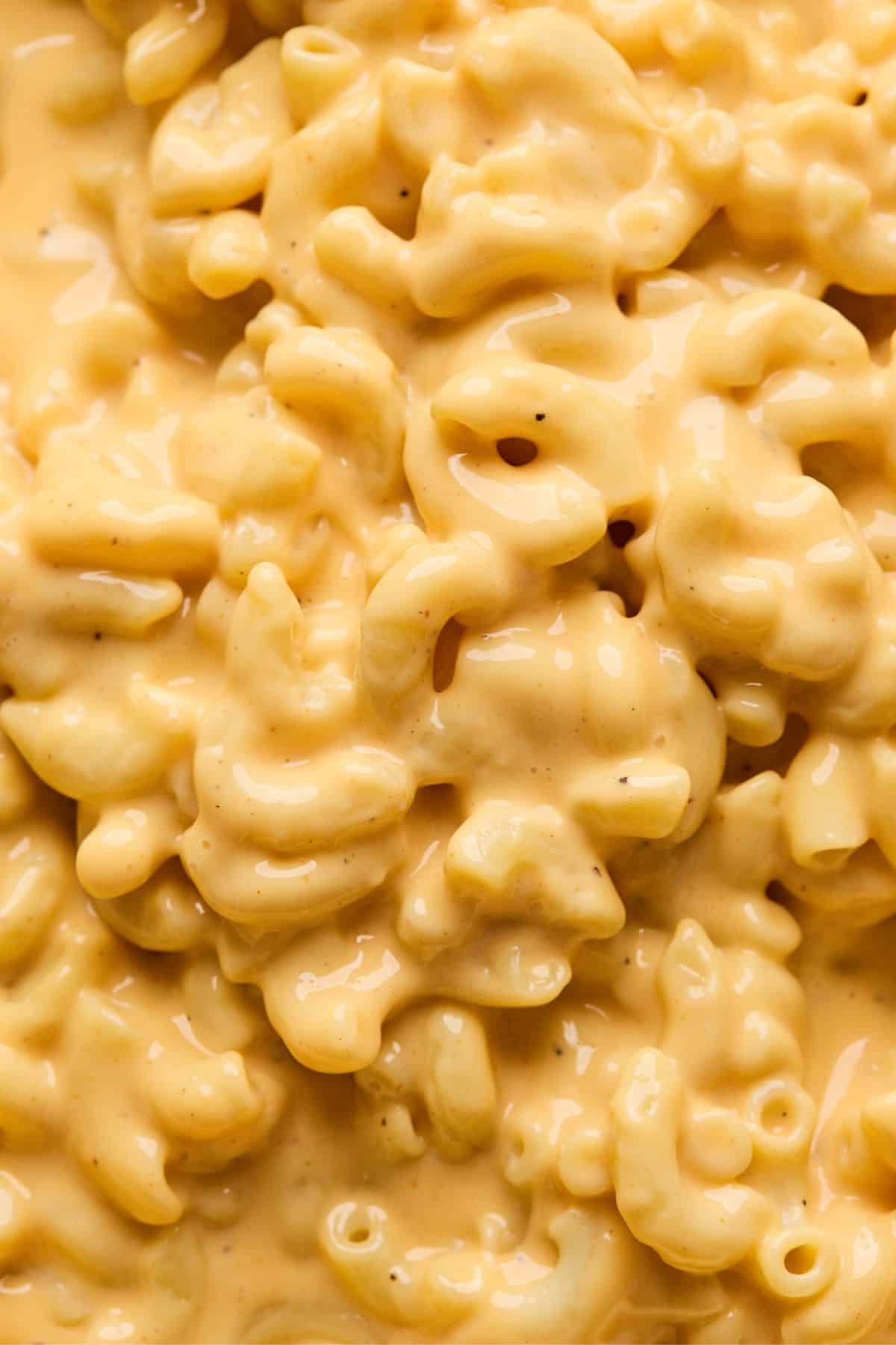 Closeup of creamy velveeta mac and cheese