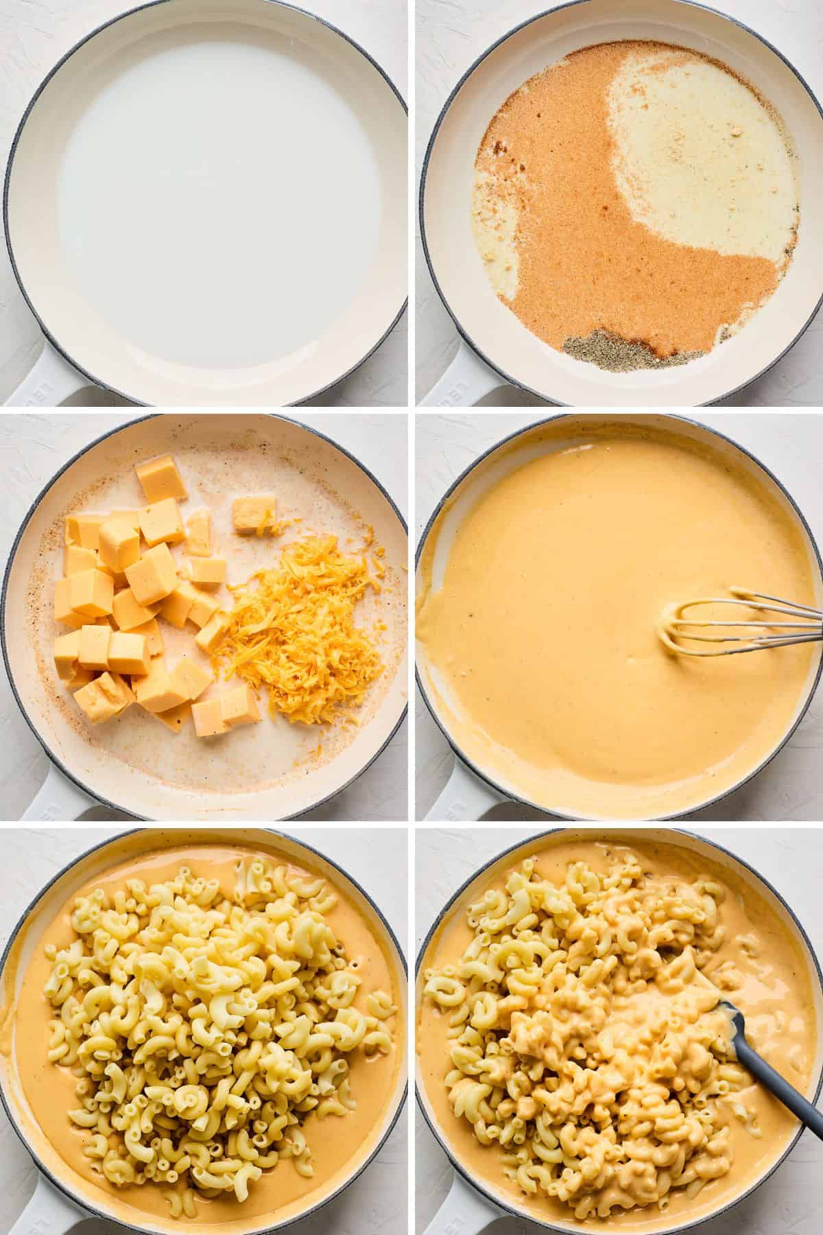 Steps to make the cheesy sauce for the velveeta mac and cheese