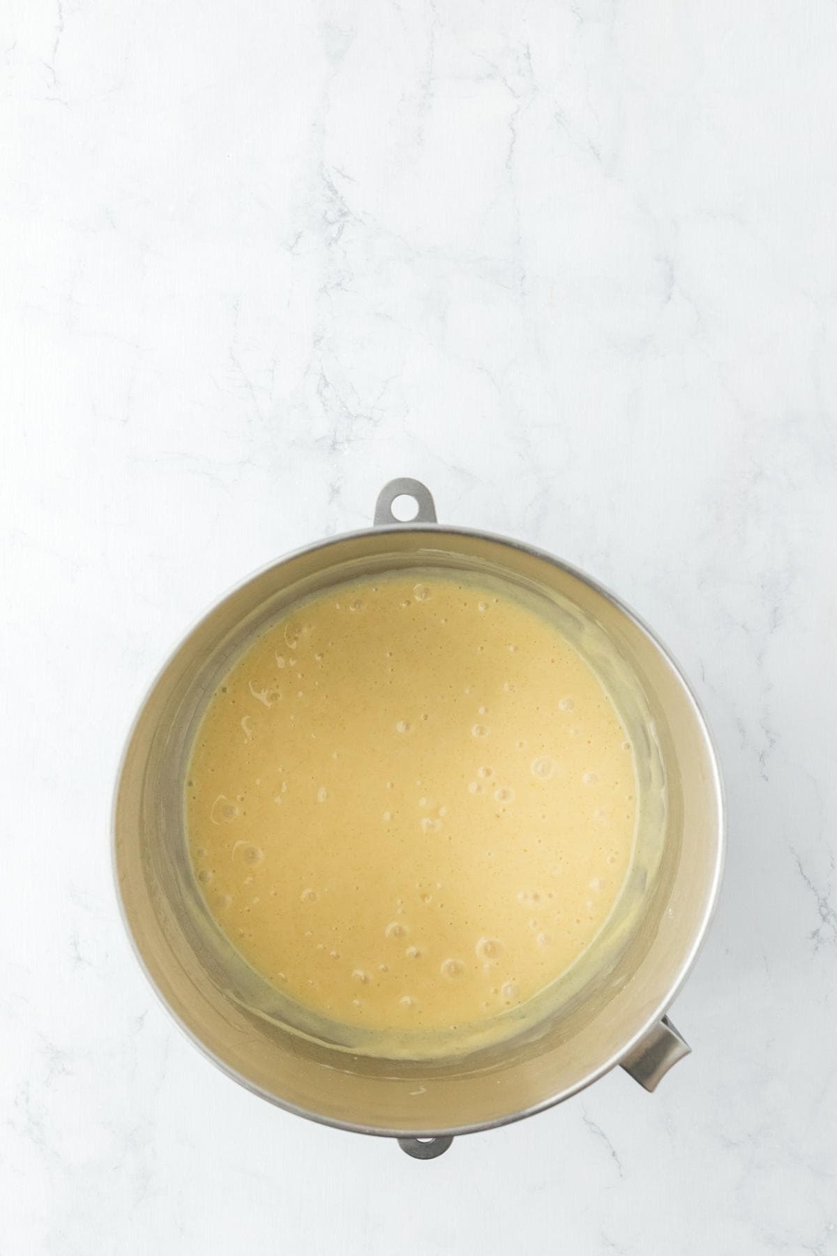 Honey bun cake batter mixed in bowl