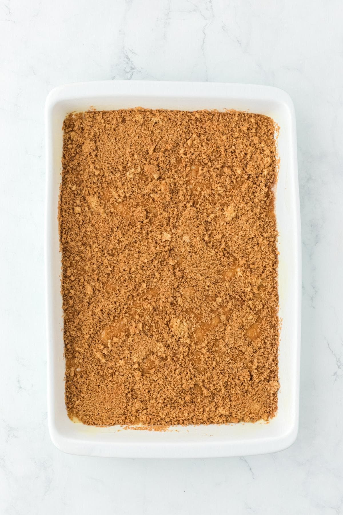 Brown sugar mixture layered over cake batter