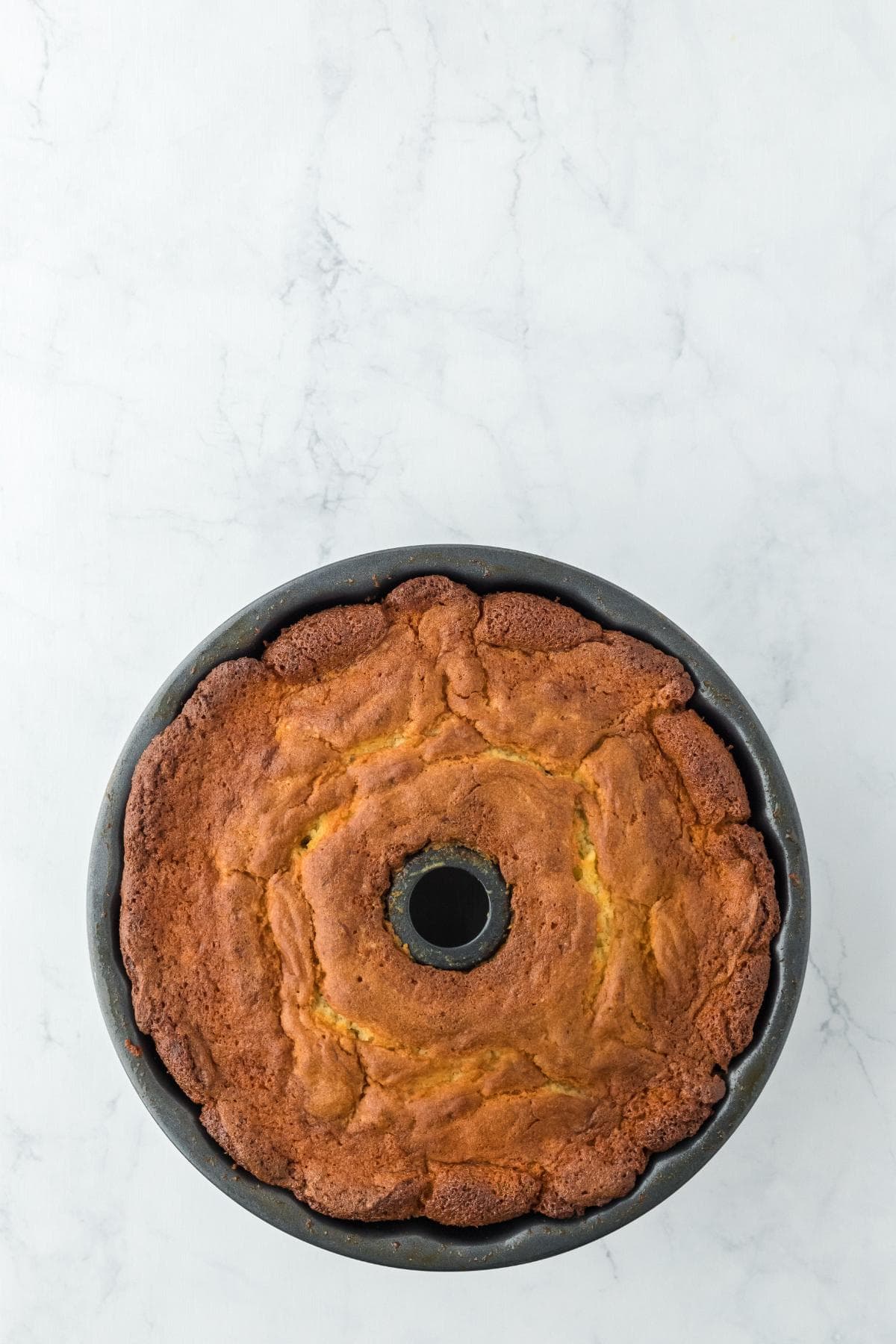 Pineapple pound cake baked in Bundt pan