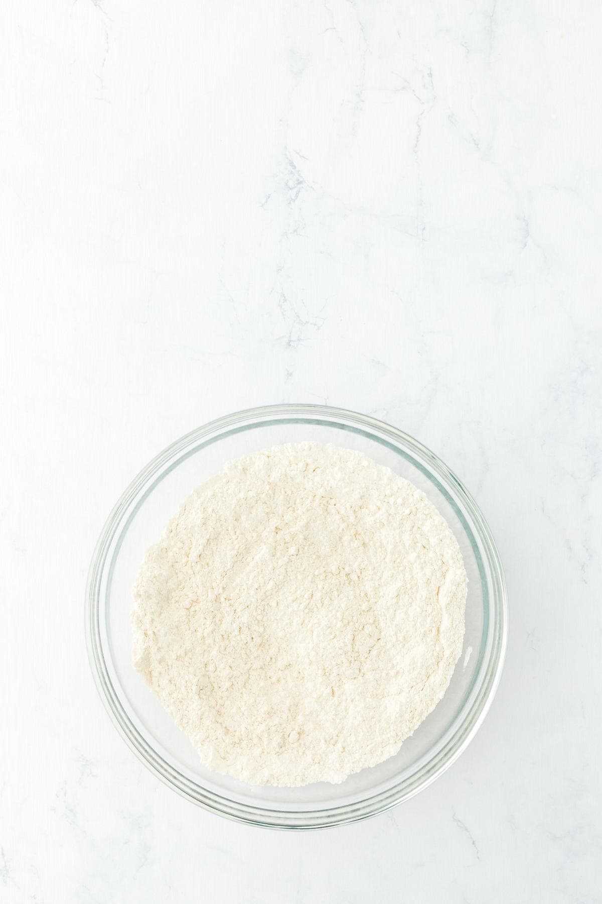 Dry ingredients mixed in glass bowl