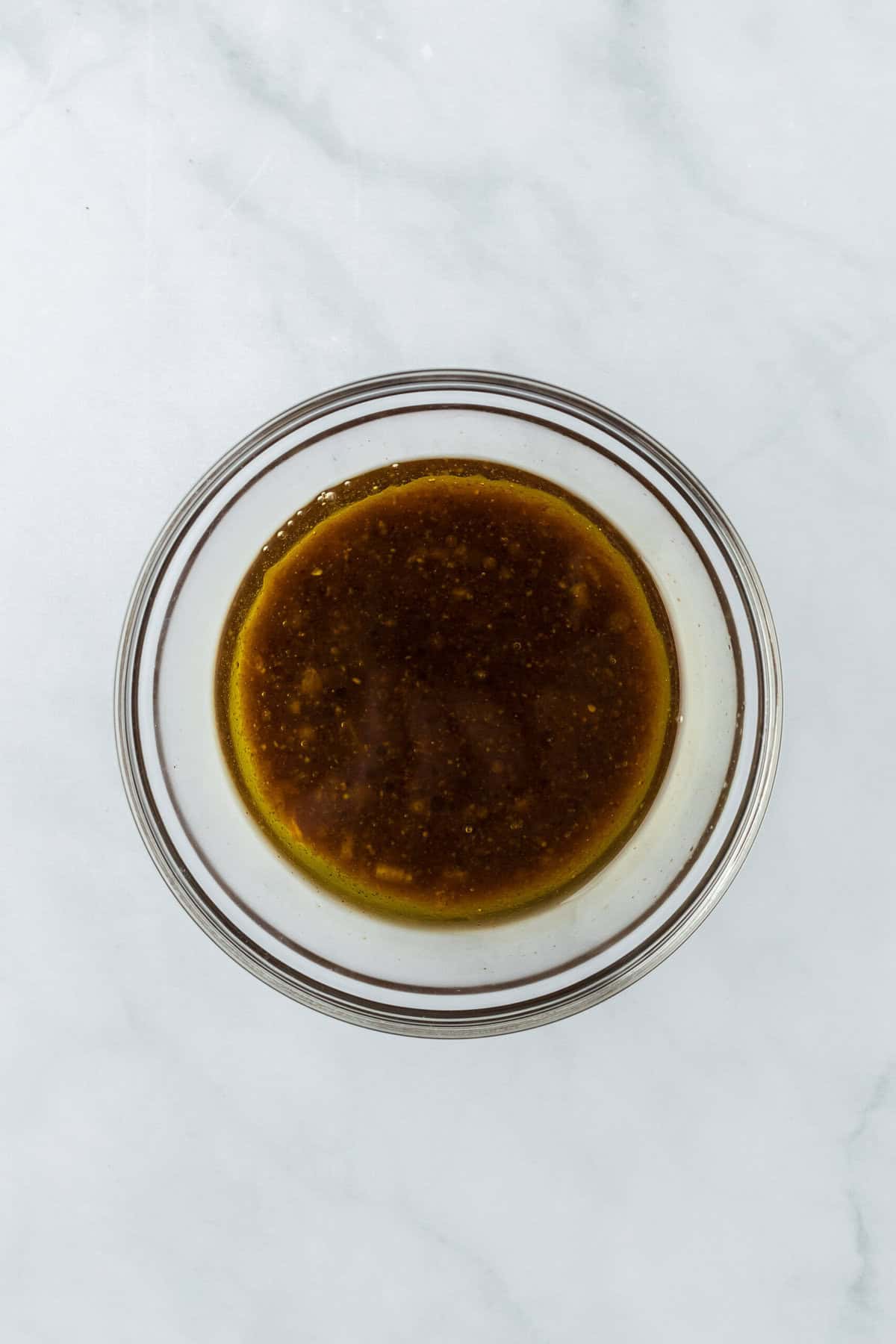 Balsamic vinaigrette mixed together until smooth in a glass bowl