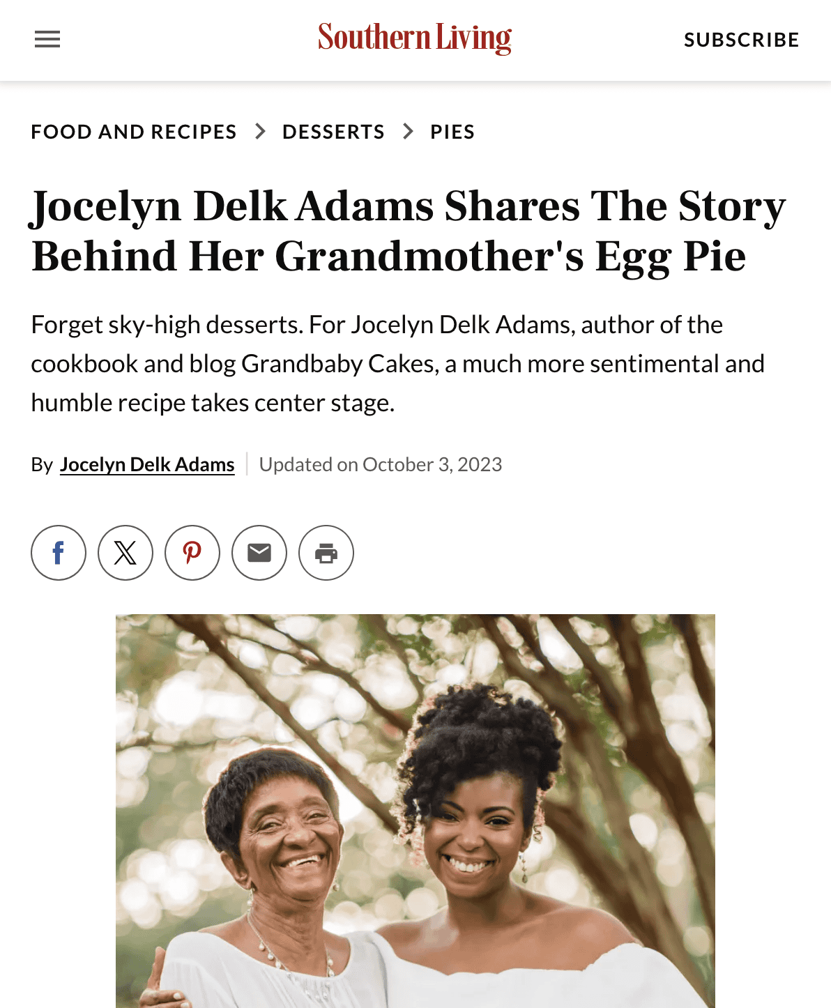Grandmother's Egg Pie Southern Living screenshot