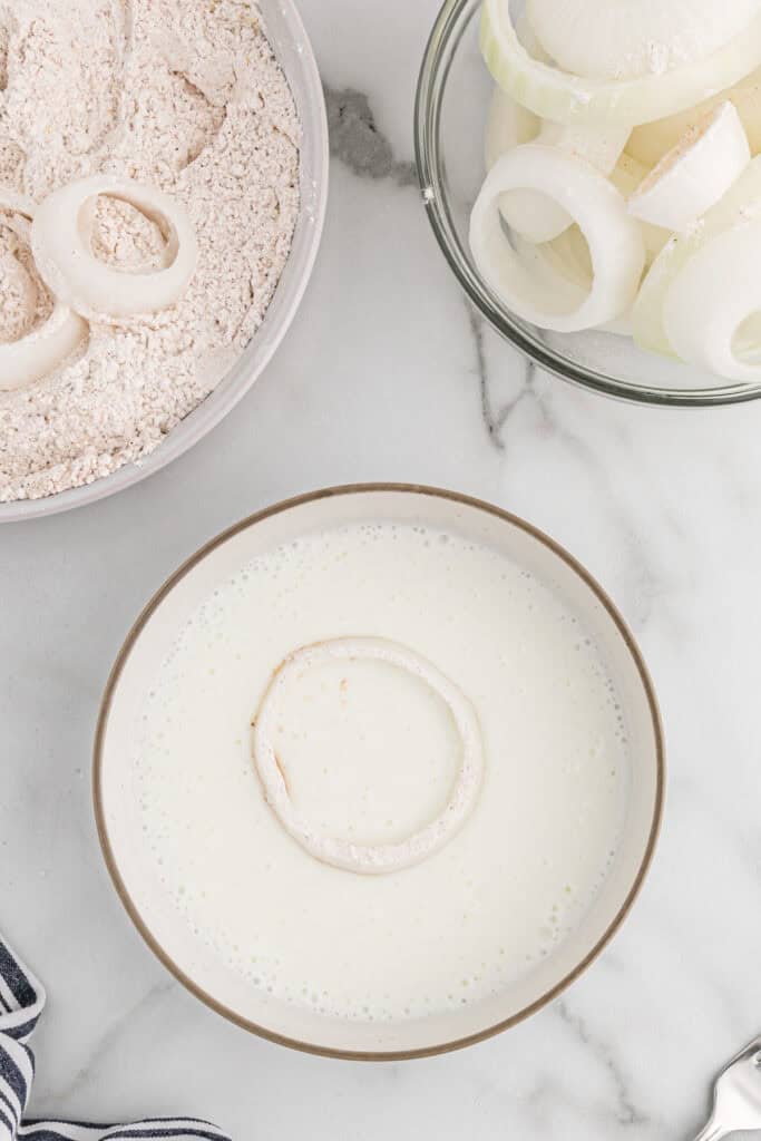 Onion slices in buttermilk