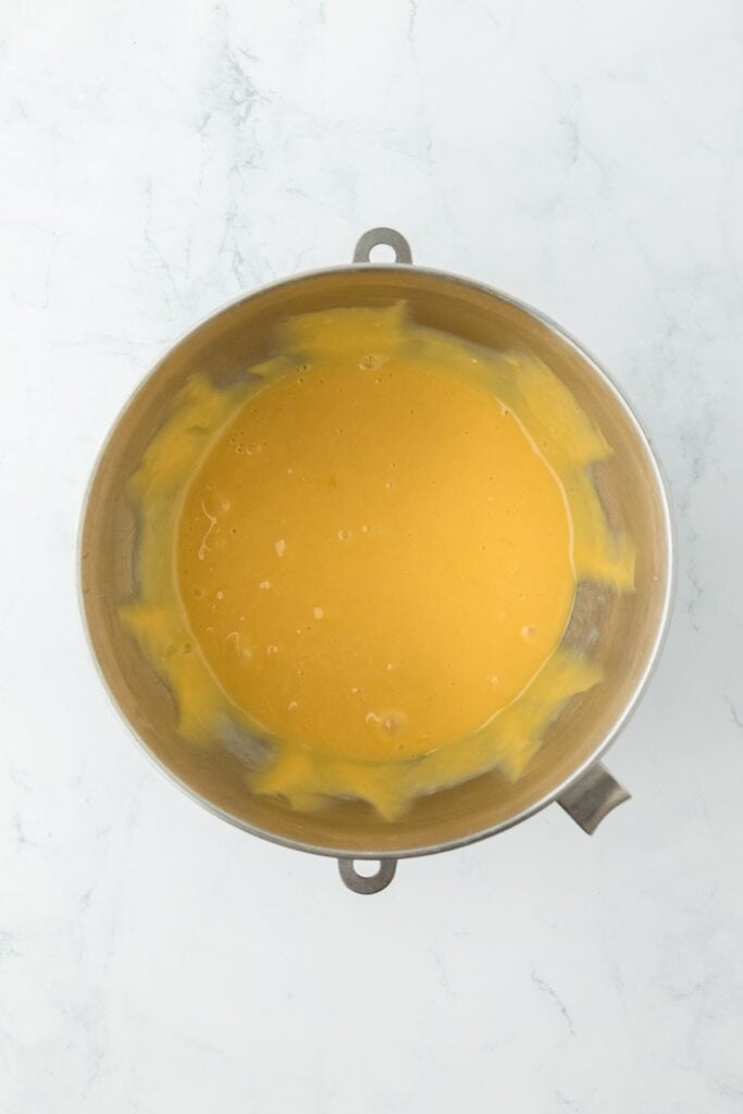 Completed caramel gooey topping in a mixing bowl