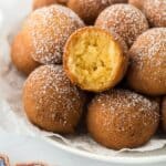 Close up of pound cake beignets