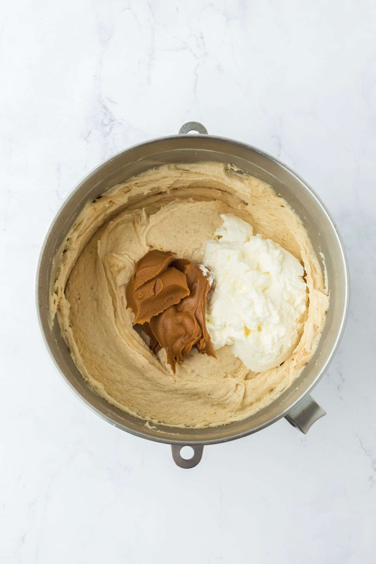 biscoff cookie butter and sour cream added to cake batter