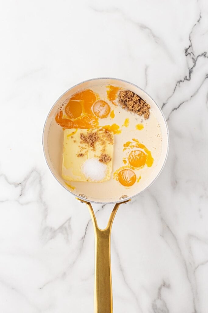 Ingredients for German icing in a pot