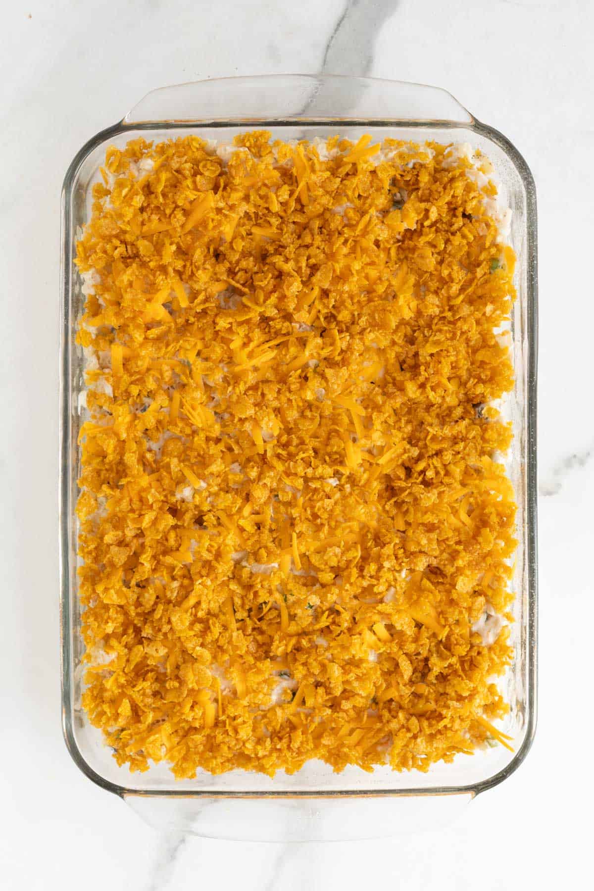 Casserole topped with cornflake mixture