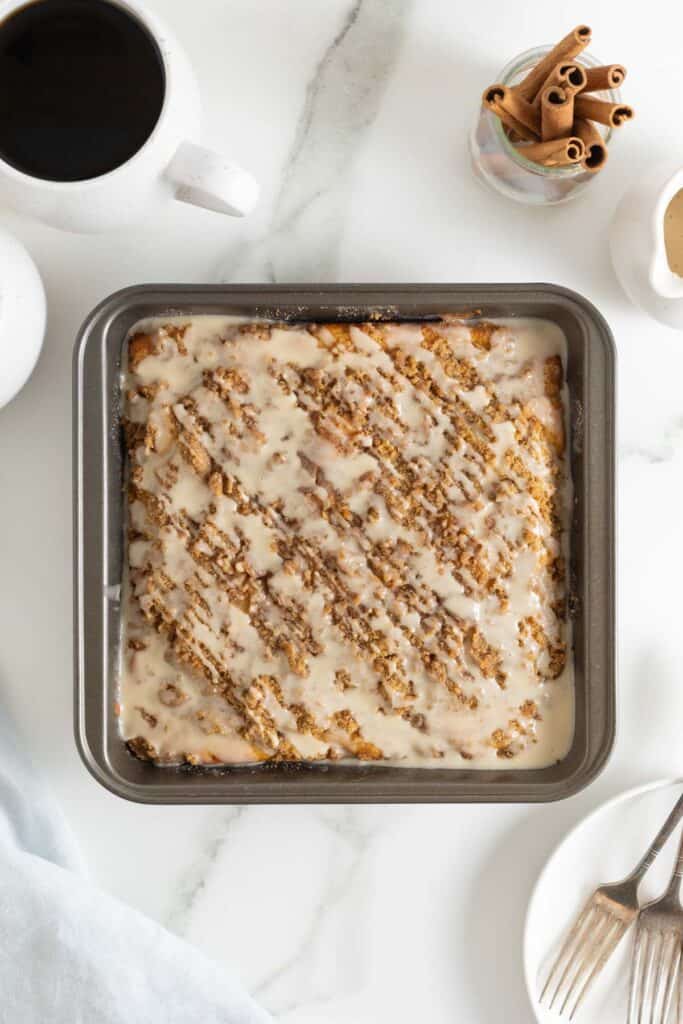 Iced coffee cake ready to serve