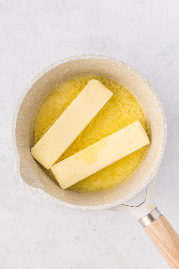 Butter in a saucepan before totally melting