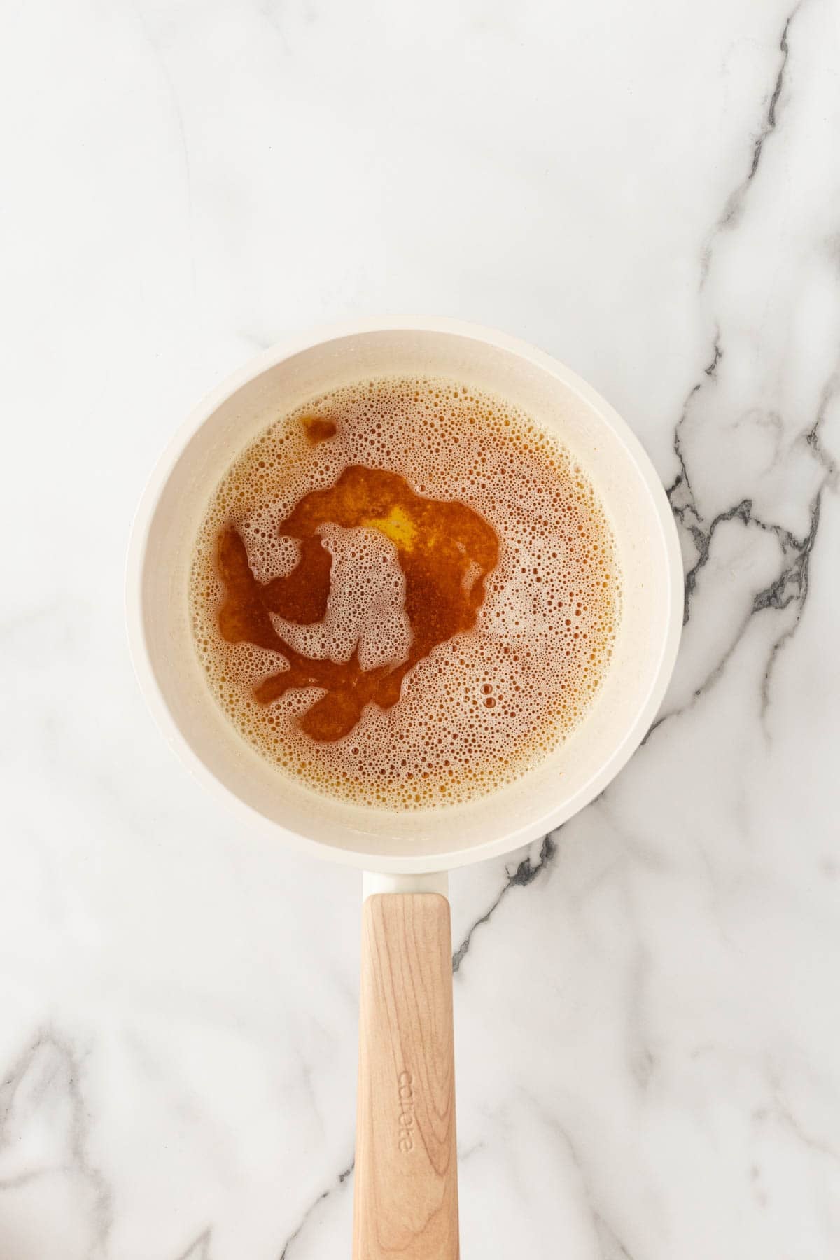 Butter browning in a small saucepan